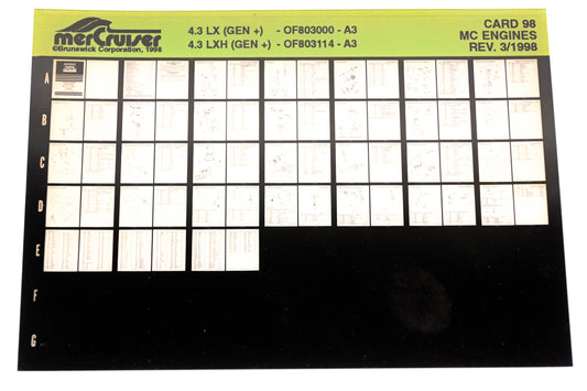 Mercruiser XY019-49 MC Engines 4.3LX/LXH OF803000, OF803114 A3 Card 98 Microfiche