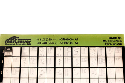 Mercruiser XY019-49 MC Engines 4.3LX/LXH OF803000, OF803114 A3 Card 98 Microfiche