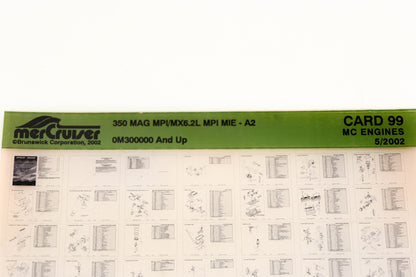 Mercruiser XY019-50 350 Magnum MPI/MX6.2L MPI MIE-A2 0M300000 Card 99 Microfiche