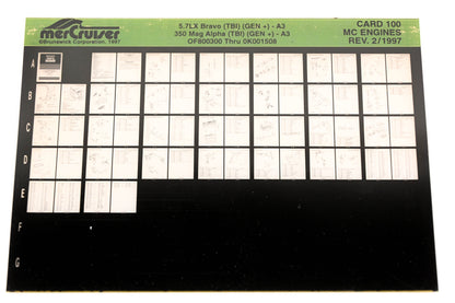 Mercruiser XY019-51 5.7LX Bravo, 350 Magnum Alpha, OF800300 - 0K001508 Card 100 Microfiche