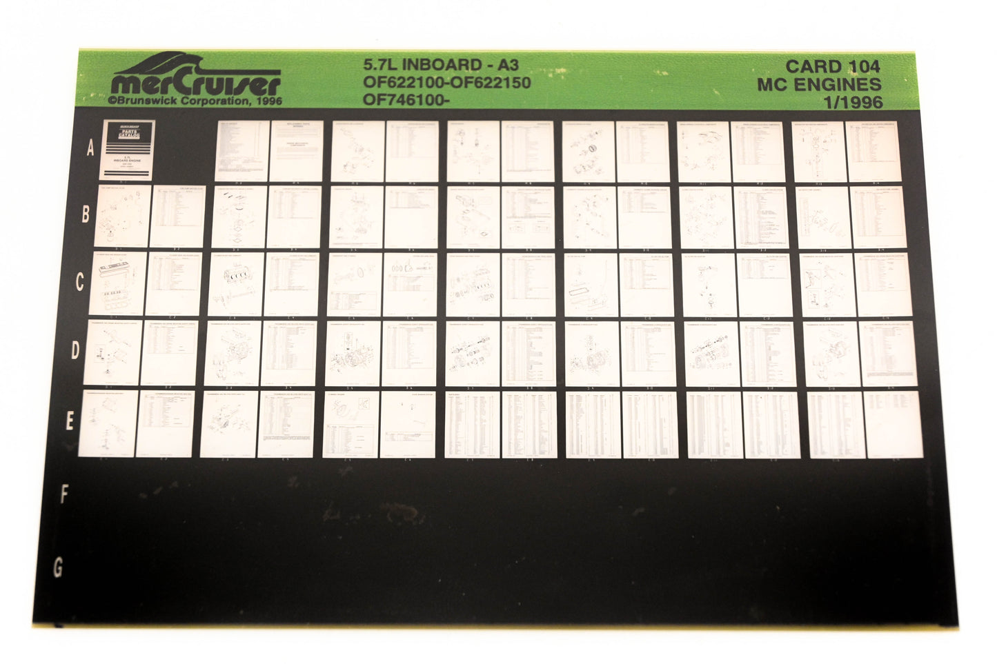 Mercruiser XY019-55 5.7L Inboard-A3 OF622100-OF622150 OF746100- Card 104 Microfiche