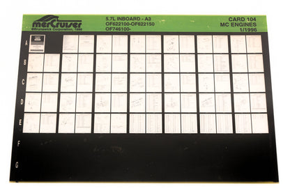 Mercruiser XY019-55 5.7L Inboard-A3 OF622100-OF622150 OF746100- Card 104 Microfiche