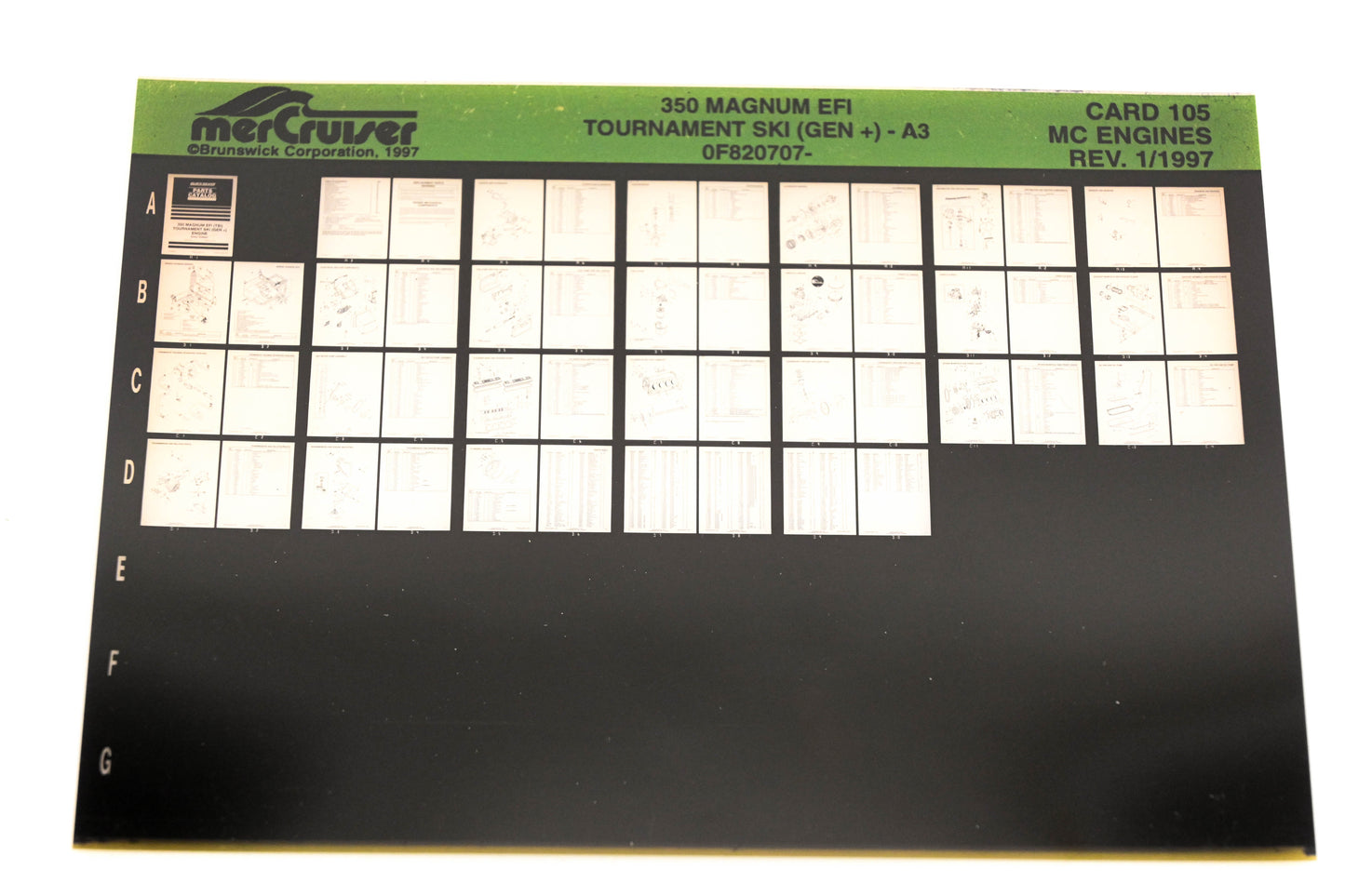 Mercruiser XY019-56 350 Magnum EFI Tournament Ski -A3 0F820707- Card 105 Microfiche