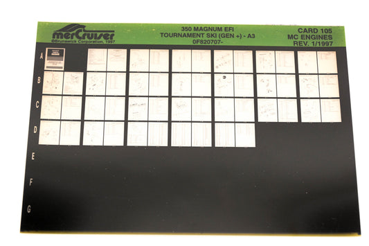 Mercruiser XY019-56 350 Magnum EFI Tournament Ski -A3 0F820707- Card 105 Microfiche