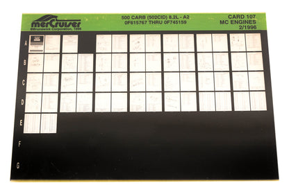 Mercruiser XY019-58 500 Carburetor (502CID) 8.2L-A2 0F615767 - 0F745159 Card 107 Microfiche