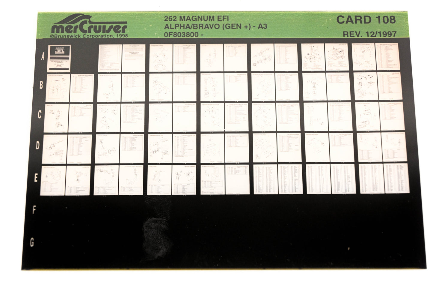 Mercruiser XY019-59 262 Magnum EFI Alpha/Bravo-A3 0F803800 Card 108 Microfiche