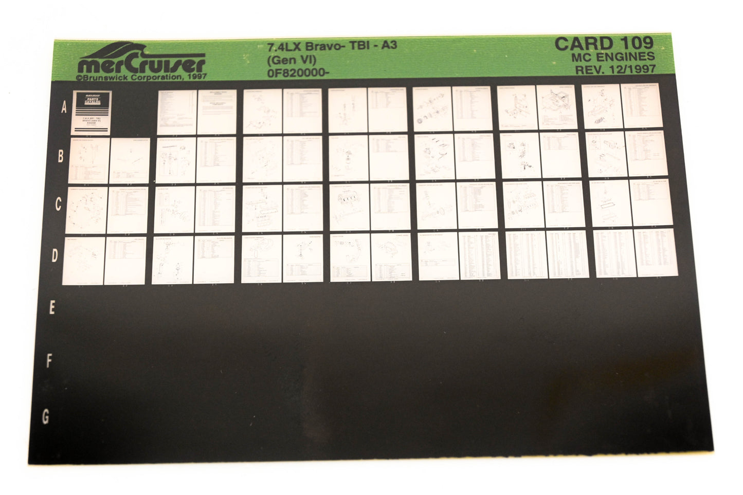 Mercruiser XY019-60 7.4LX Bravo-TBI-A3 0F820000 Card 109 Microfiche
