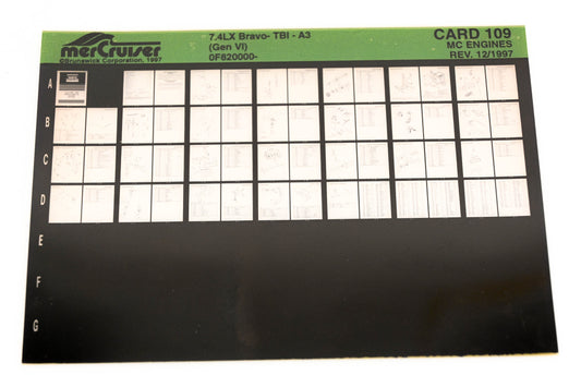 Mercruiser XY019-60 7.4LX Bravo-TBI-A3 0F820000 Card 109 Microfiche