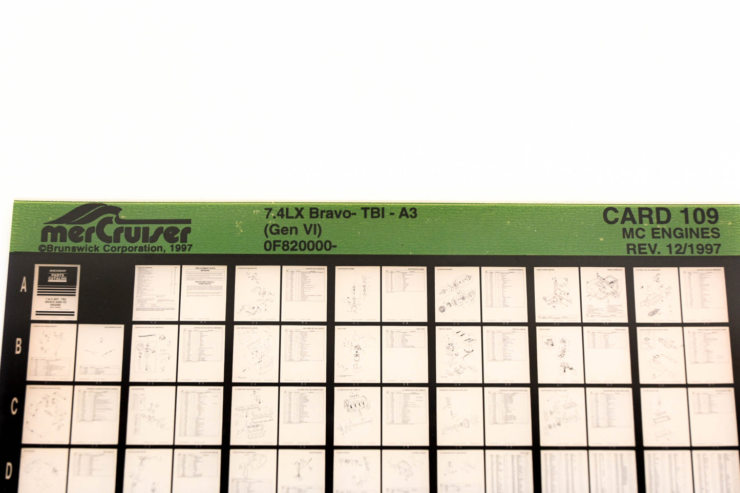 Mercruiser XY019-60 7.4LX Bravo-TBI-A3 0F820000 Card 109 Microfiche