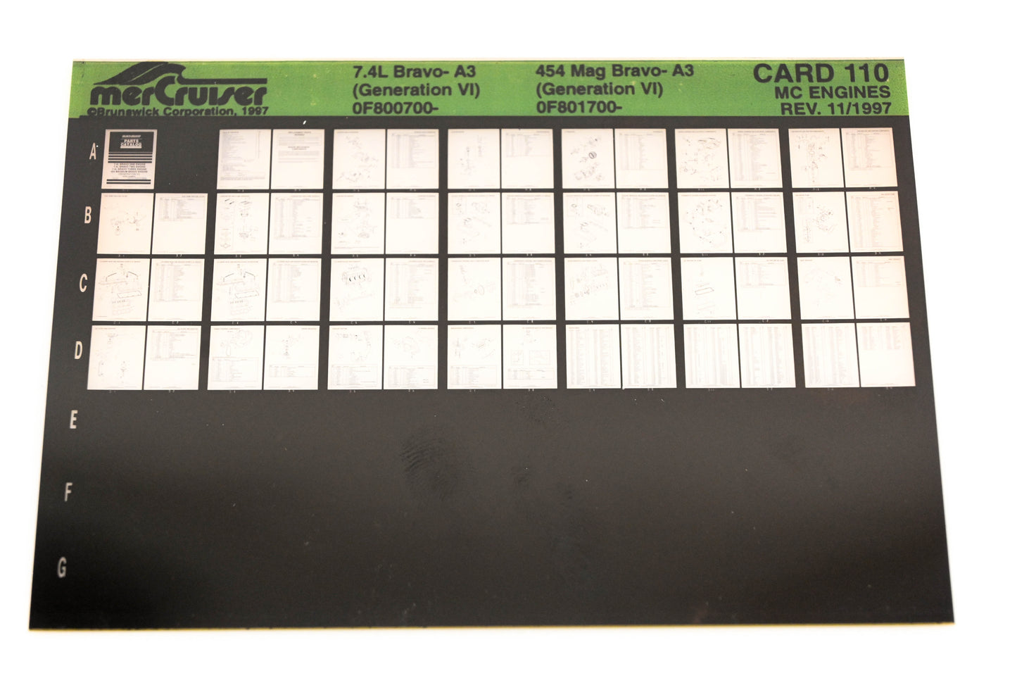Mercruiser XY019-61 7.4L Bravo-A3, 454 Magnum Bravo-A3 Card 110 Microfiche