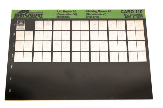Mercruiser XY019-61 7.4L Bravo-A3, 454 Magnum Bravo-A3 Card 110 Microfiche