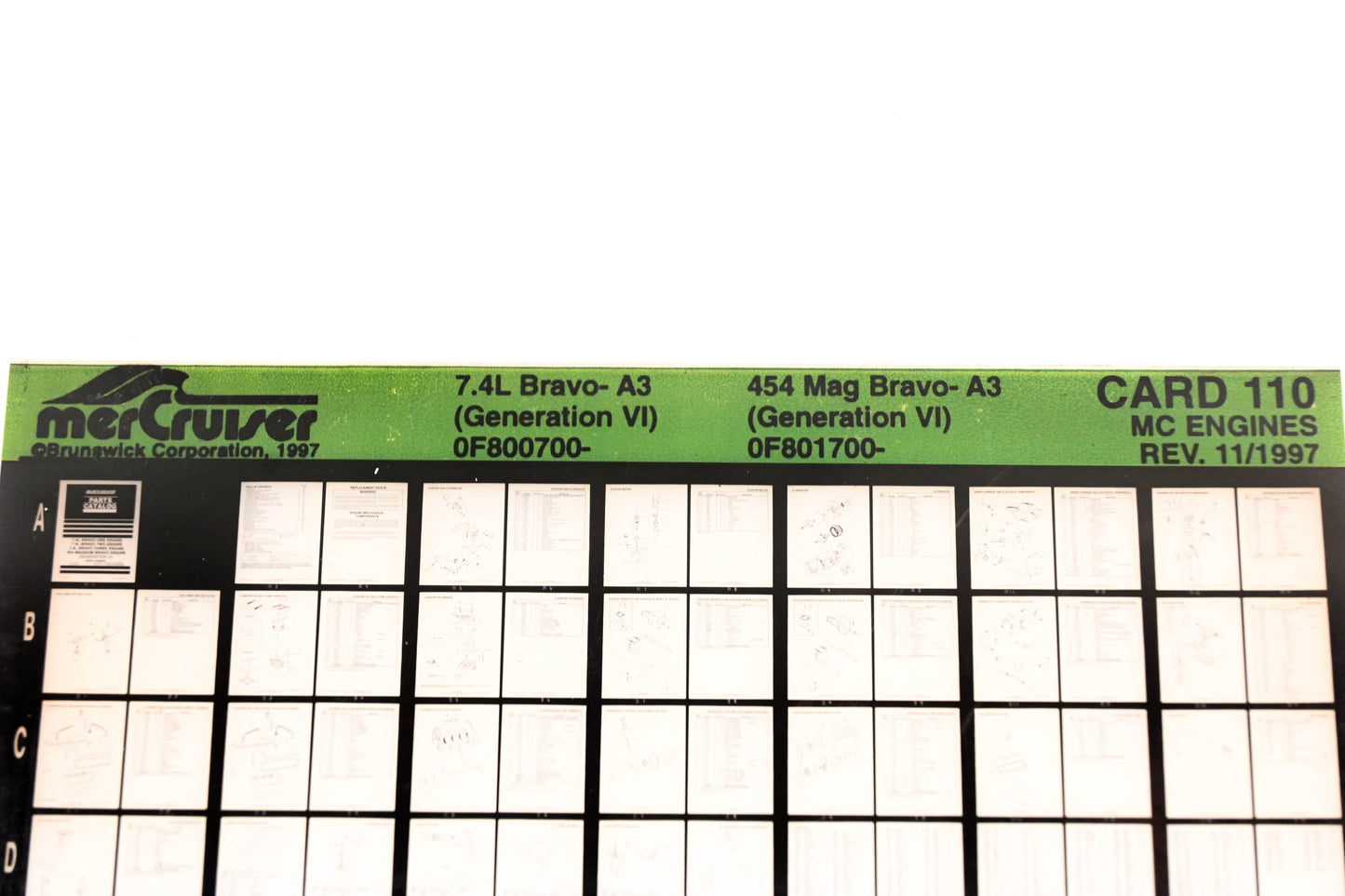 Mercruiser XY019-61 7.4L Bravo-A3, 454 Magnum Bravo-A3 Card 110 Microfiche