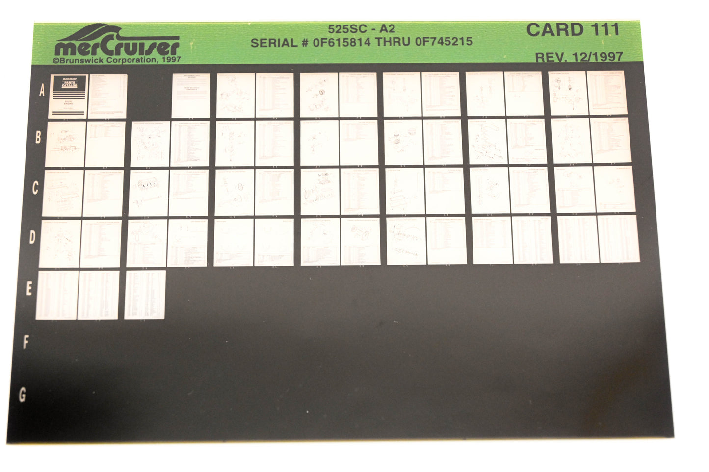Mercruiser XY019-62 525DC-A2 0F615814 - 0F745215 Card 111 Microfiche