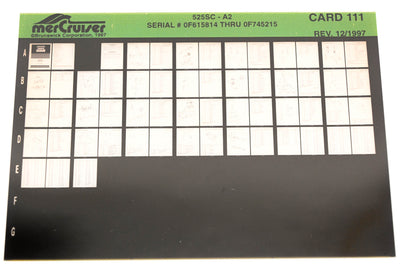 Mercruiser XY019-62 525DC-A2 0F615814 - 0F745215 Card 111 Microfiche