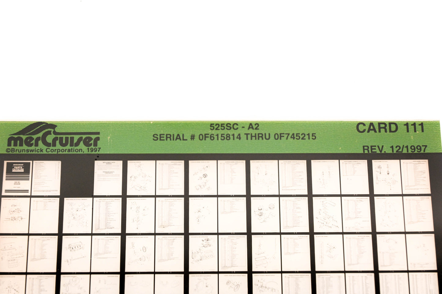 Mercruiser XY019-62 525DC-A2 0F615814 - 0F745215 Card 111 Microfiche