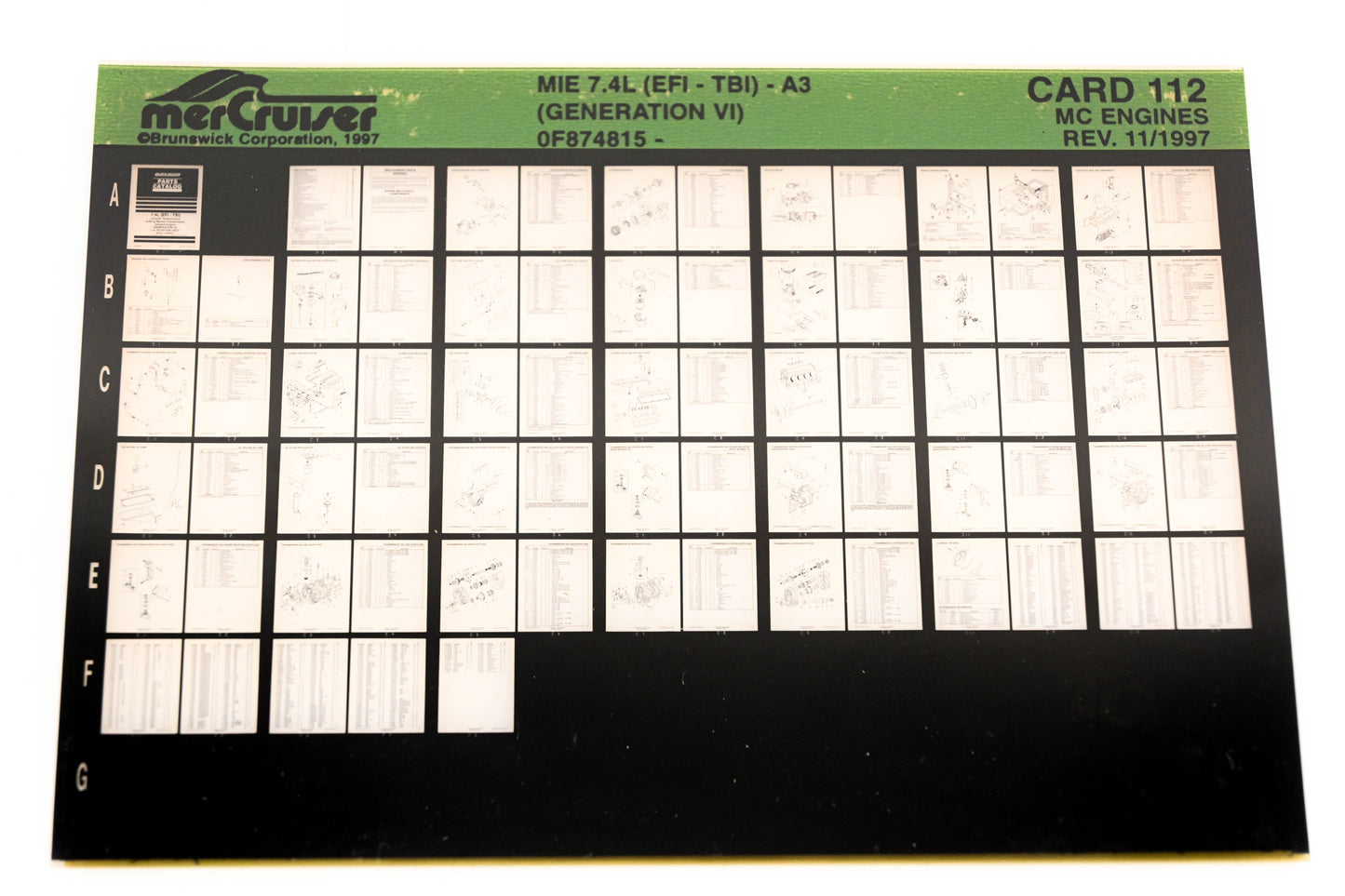 Mercruiser XY019-63 MIE 7.4L (EFI-TBI)-A3 0F874815 Card 112 Microfiche