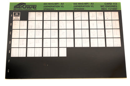 Mercruiser XY019-64 545 Magnum MPI, 502 Magnum MPI Gen VI Card 113 Microfiche