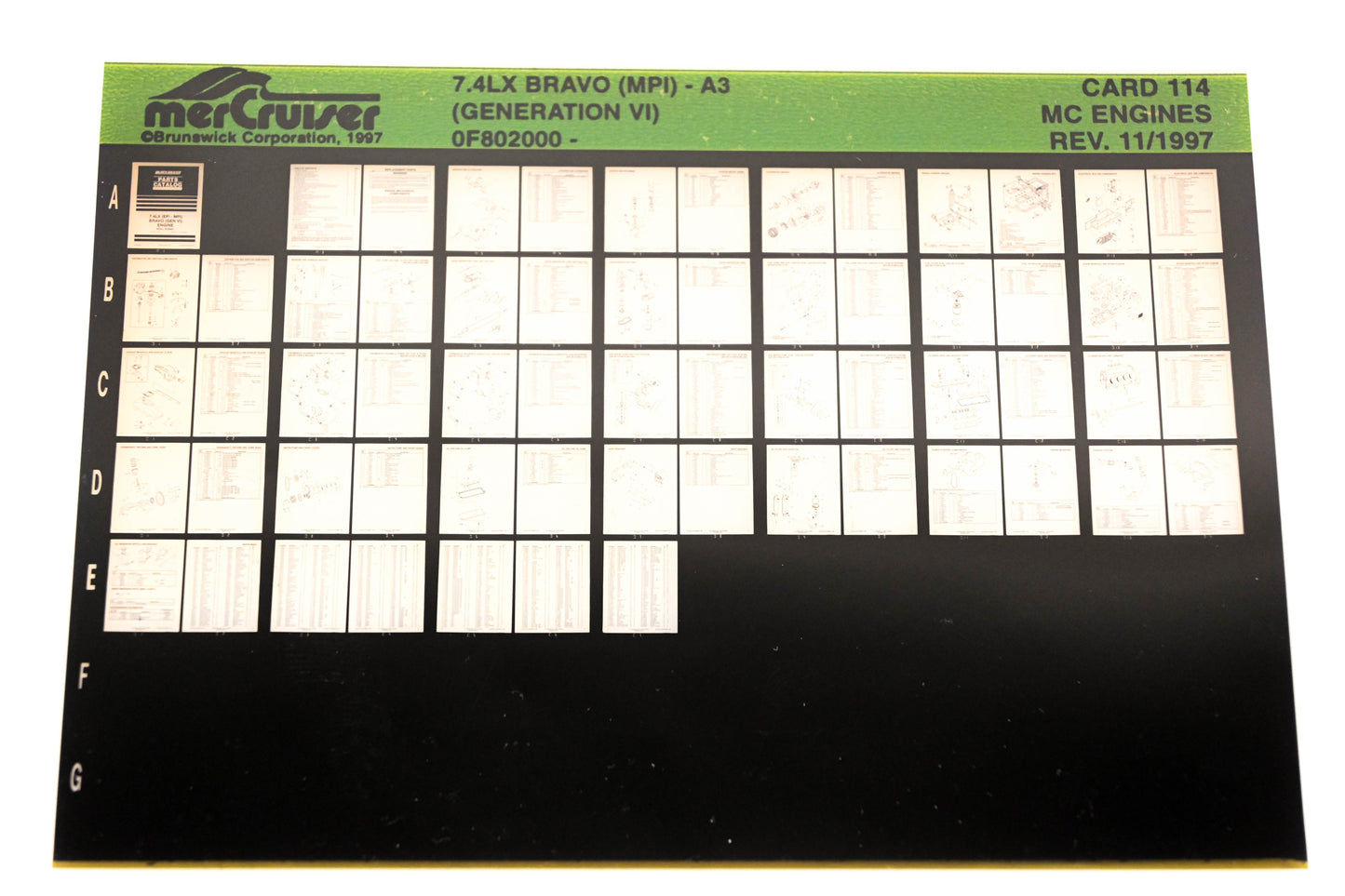 Mercruiser XY019-65 MC Engines 7.4LX Bravo (MPI)-A3 0F802000 Card 114 Microfiche