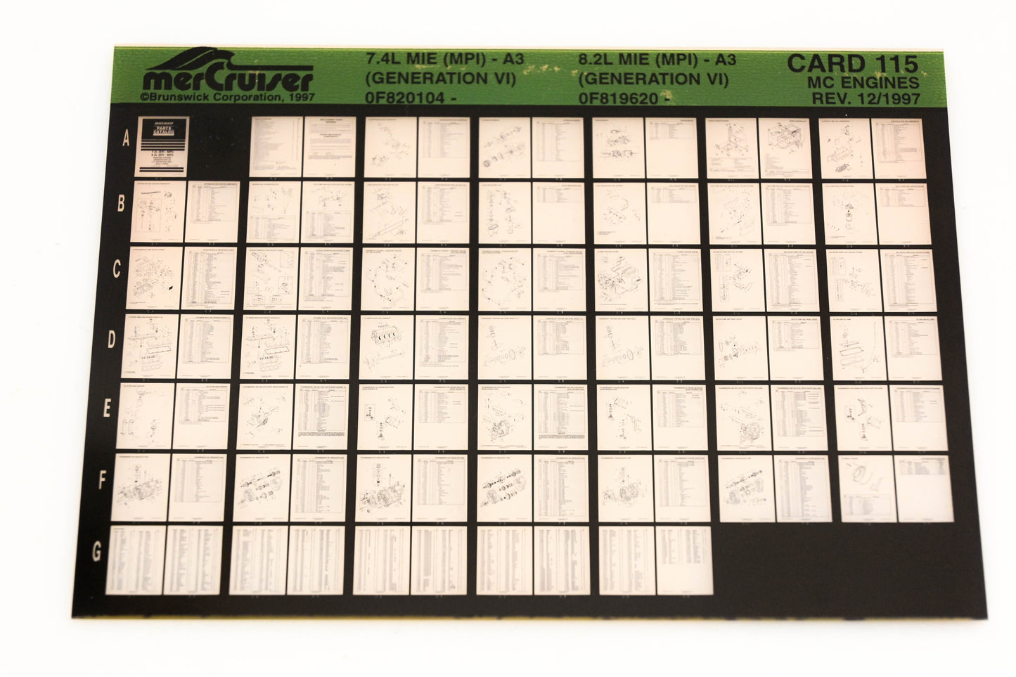 Mercruiser XY019-66 7.4L MIE (MPI)-A3, 8.2L MIE (MPI)-A3 Card 115 Microfiche