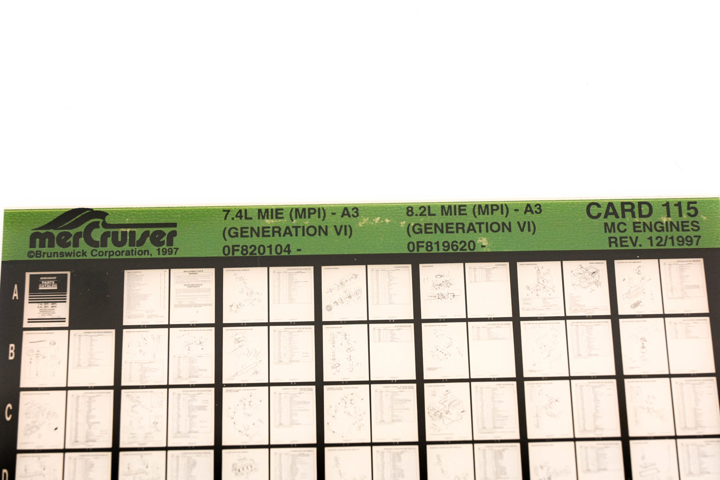 Mercruiser XY019-66 7.4L MIE (MPI)-A3, 8.2L MIE (MPI)-A3 Card 115 Microfiche