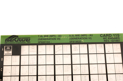 Mercruiser XY019-66 7.4L MIE (MPI)-A3, 8.2L MIE (MPI)-A3 Card 115 Microfiche