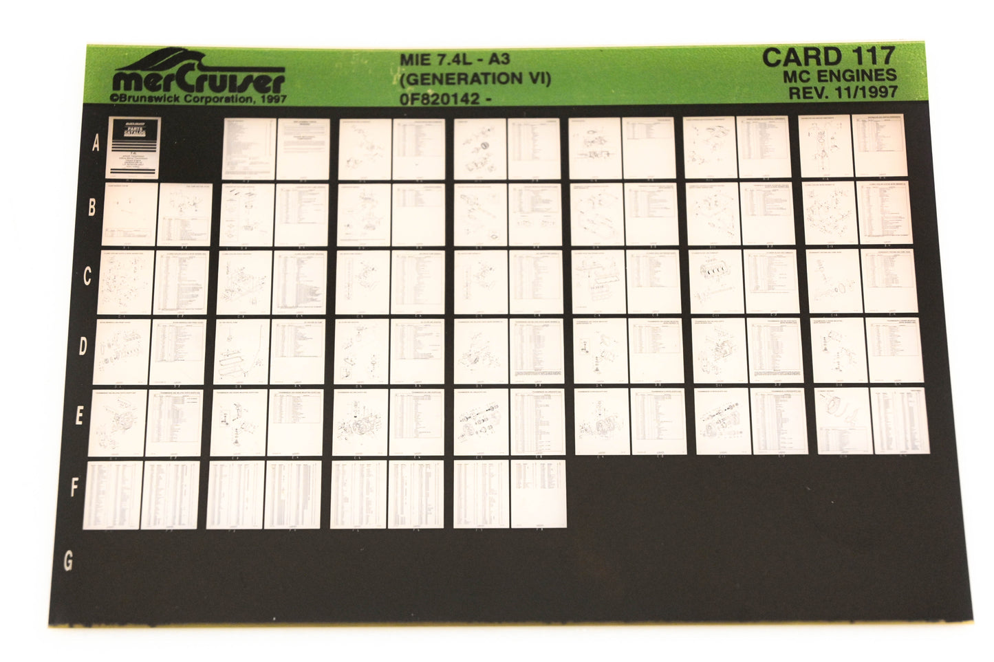 Mercruiser XY019-68 MIE 7.4L-A3 Gen VI 0F820142 Card 117 Microfiche