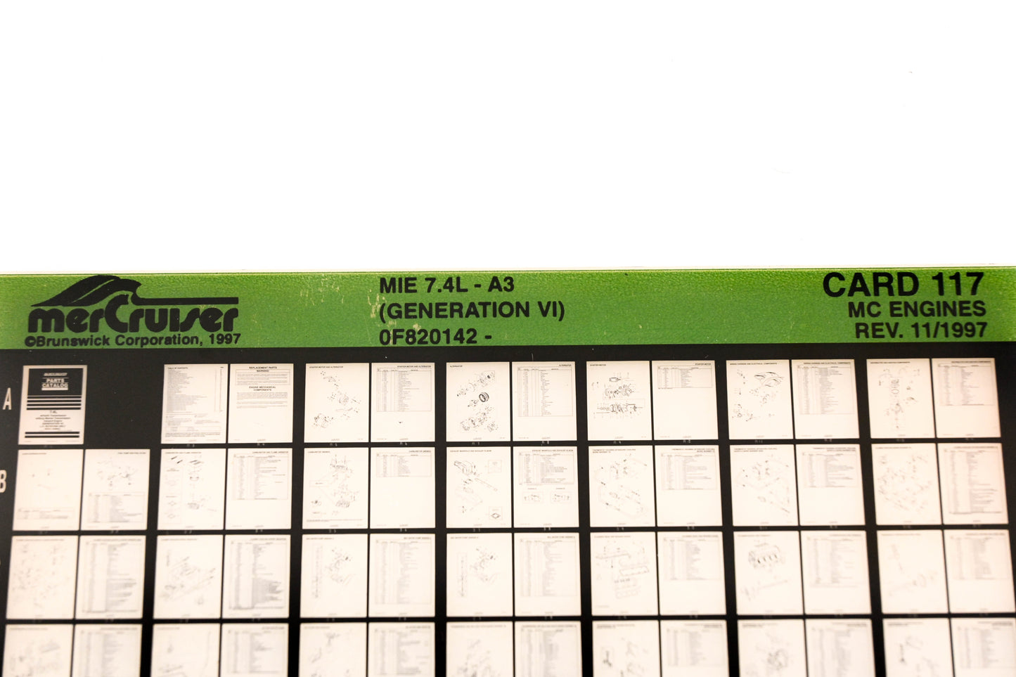 Mercruiser XY019-68 MIE 7.4L-A3 Gen VI 0F820142 Card 117 Microfiche