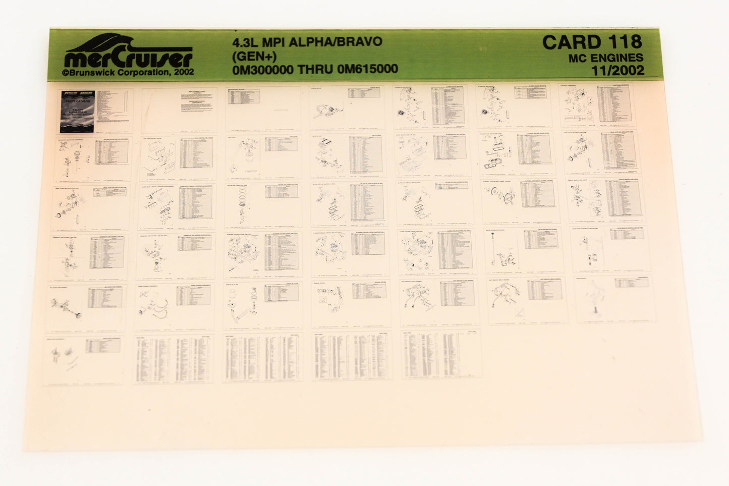 Mercruiser XY019-69 4.3L MPI Alpha/Bravo 0M300000 - 0M615000 Card 118 Microfiche