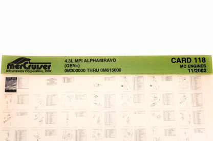 Mercruiser XY019-69 4.3L MPI Alpha/Bravo 0M300000 - 0M615000 Card 118 Microfiche