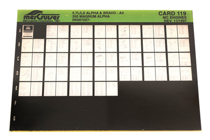 Mercruiser XY019-70 7.4L/LX Alpha/Bravo, 350 Magnum Alpha Card 119 Microfiche