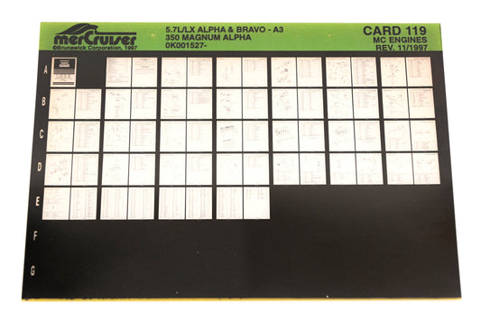 Mercruiser XY019-70 7.4L/LX Alpha/Bravo, 350 Magnum Alpha Card 119 Microfiche