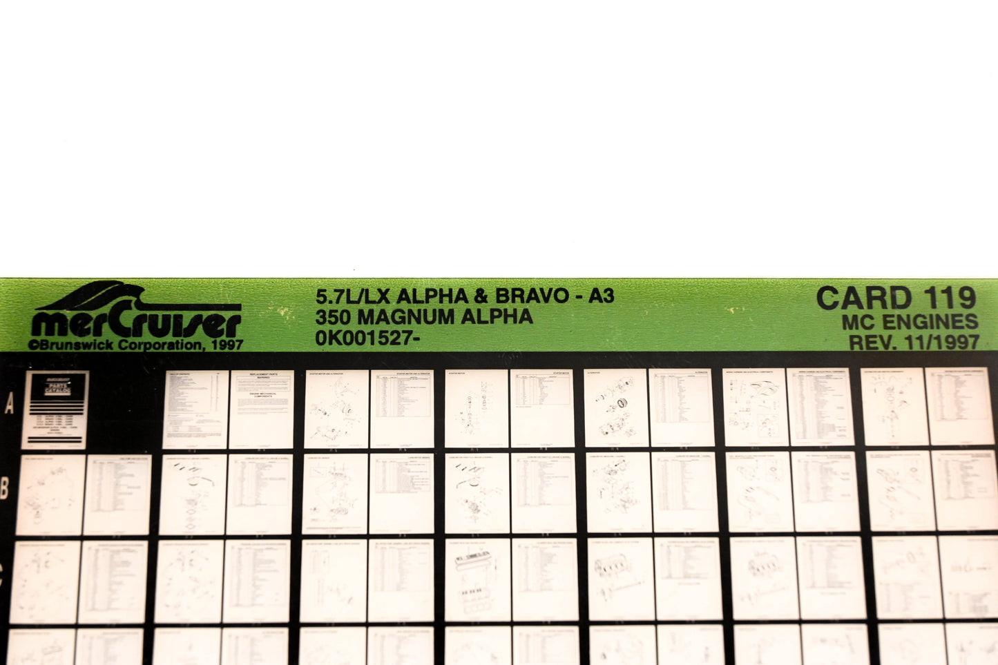Mercruiser XY019-70 7.4L/LX Alpha/Bravo, 350 Magnum Alpha Card 119 Microfiche