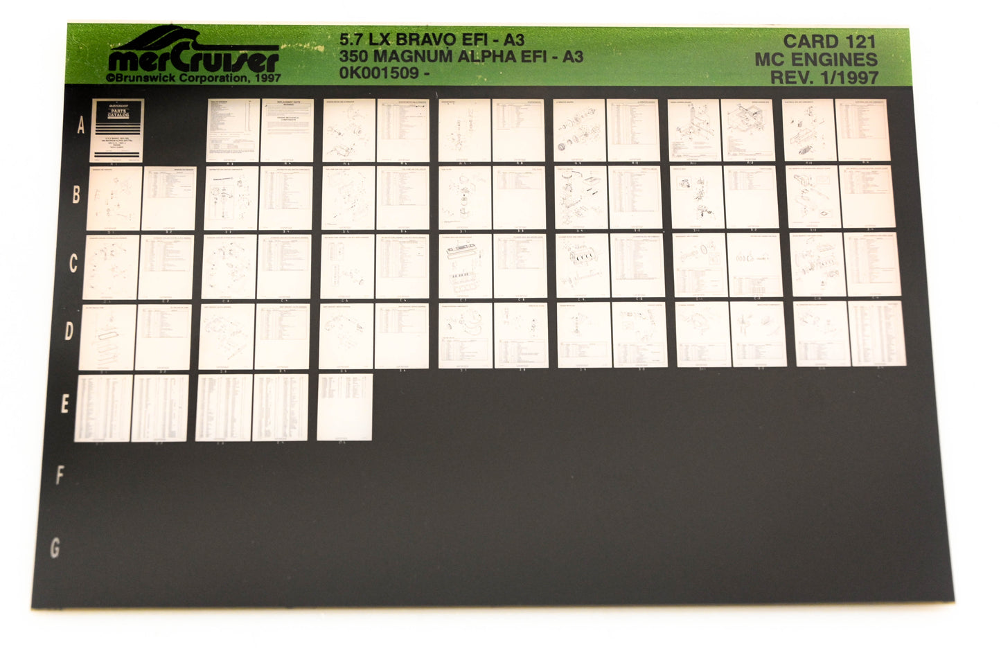 Mercruiser XY019-72 5.7LX Bravo EFI-A3, 350 Magnum Alpha EFI-A3 Card 121 Microfiche