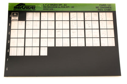 Mercruiser XY019-72 5.7LX Bravo EFI-A3, 350 Magnum Alpha EFI-A3 Card 121 Microfiche