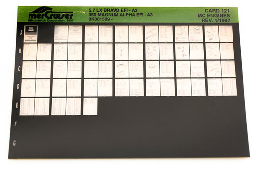 Mercruiser XY019-72 5.7LX Bravo EFI-A3, 350 Magnum Alpha EFI-A3 Card 121 Microfiche
