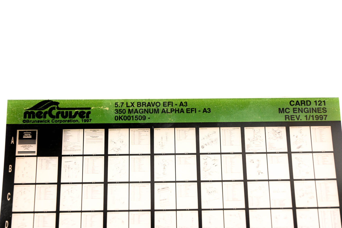 Mercruiser XY019-72 5.7LX Bravo EFI-A3, 350 Magnum Alpha EFI-A3 Card 121 Microfiche