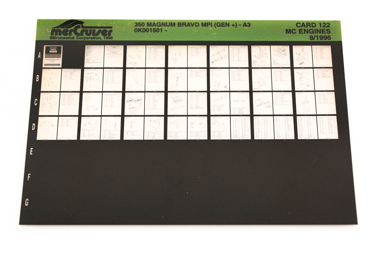Mercruiser XY019-73 350 Magnum Bravo MPI-A3 0K001501 Card 122 Microfiche