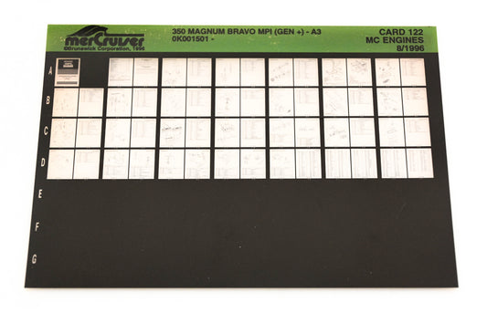 Mercruiser XY019-73 350 Magnum Bravo MPI-A3 0K001501 Card 122 Microfiche