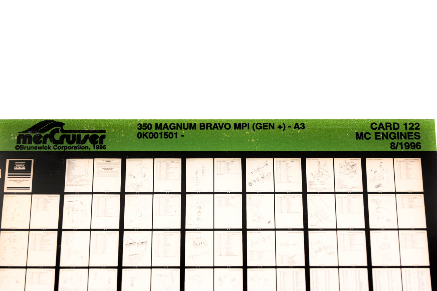 Mercruiser XY019-73 350 Magnum Bravo MPI-A3 0K001501 Card 122 Microfiche