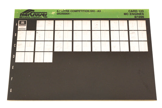 Mercruiser XY019-74 5.7L Competition Ski-A3 0K040004 Card 123 Microfiche