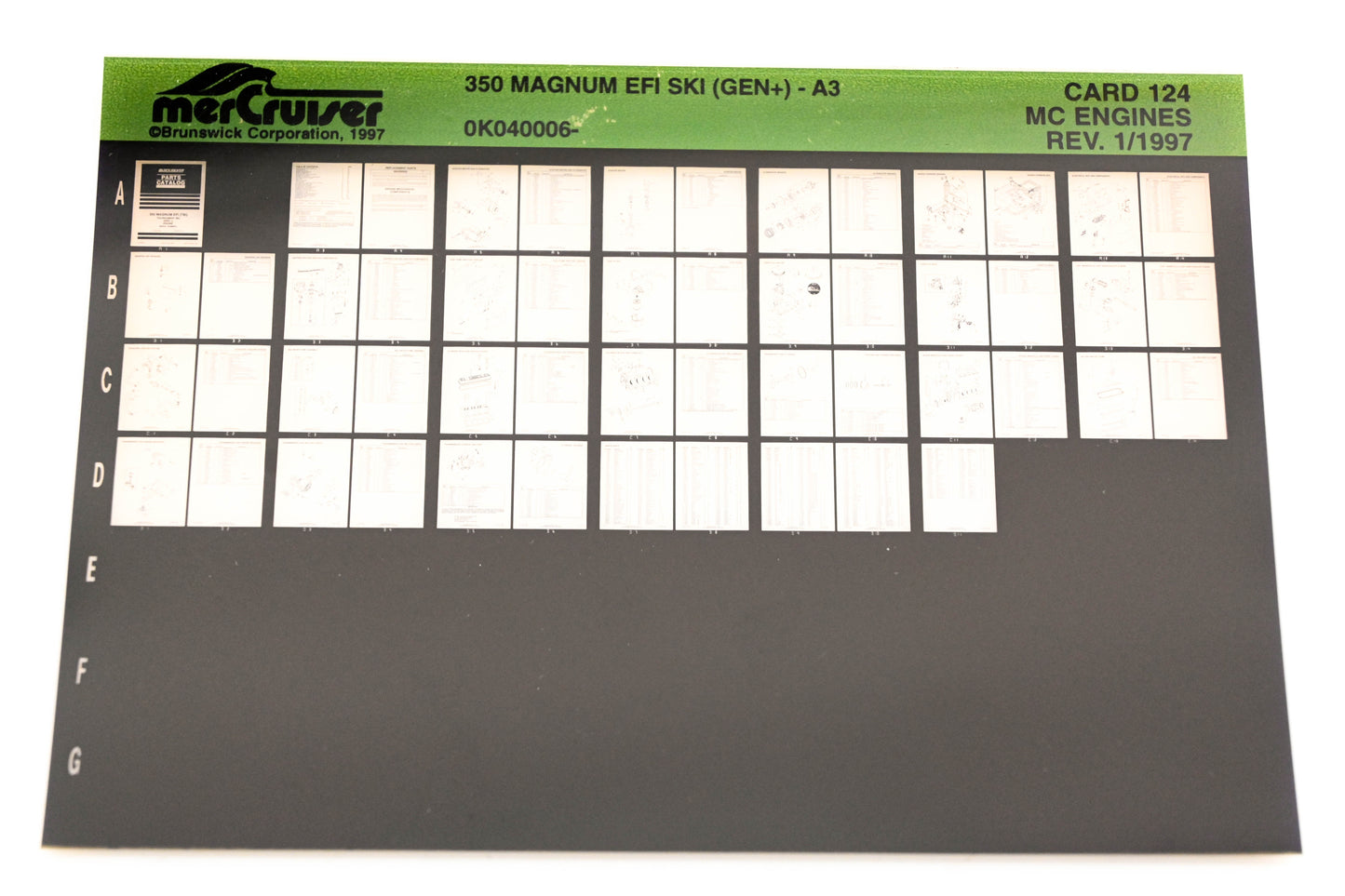 Mercruiser XY019-75 350 Magnum EFI SKI A3 0K040006 Card 124 Microfiche