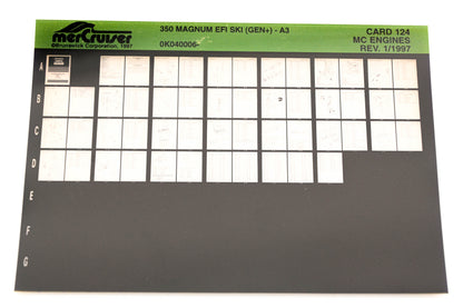 Mercruiser XY019-75 350 Magnum EFI SKI A3 0K040006 Card 124 Microfiche