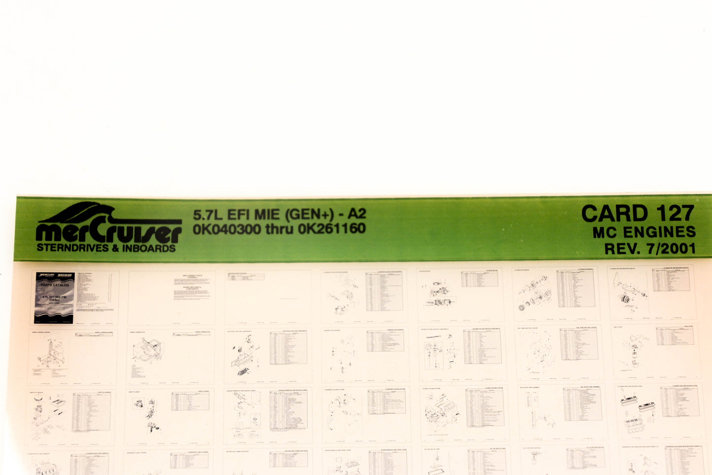 Mercruiser XY019-78 5.7L EFI A2 0K040300 - 0K261160 Card 127 Microfiche