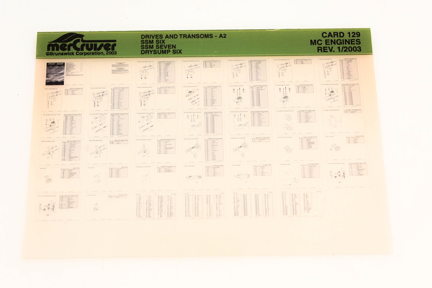 Mercruiser XY019-80 SSM6, SSM7, DRYSUMP6 Drives & Transoms-A2 Card 129 Microfiche