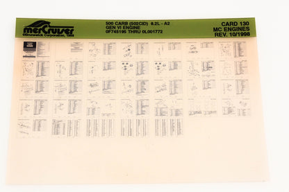 Mercruiser XM020-8 500 Carburetor (502CID) 8.2L-A2 0F745195 - 0L001772 Card 130 Microfiche