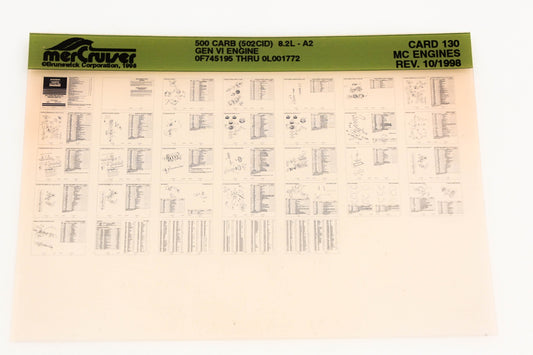 Mercruiser XM020-8 500 Carburetor (502CID) 8.2L-A2 0F745195 - 0L001772 Card 130 Microfiche