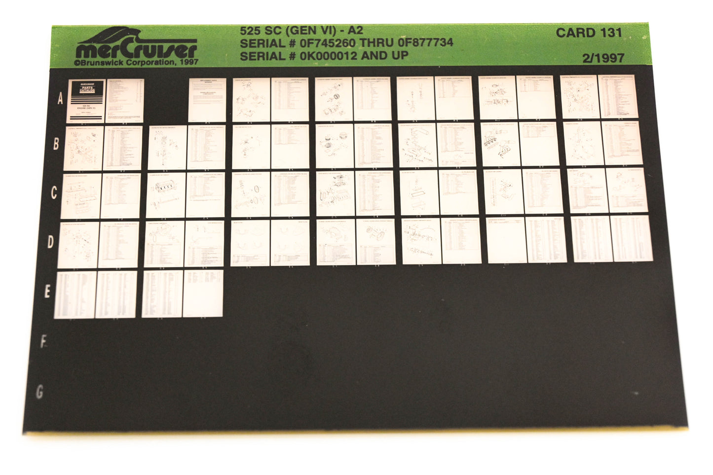 Mercruiser XM020-9 525SC GenVI-A2 0F745260 - 0F877734, 0K000012+ Card 131 Microfiche