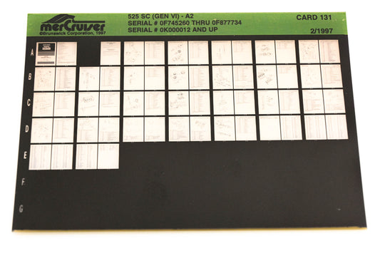 Mercruiser XM020-9 525SC GenVI-A2 0F745260 - 0F877734, 0K000012+ Card 131 Microfiche