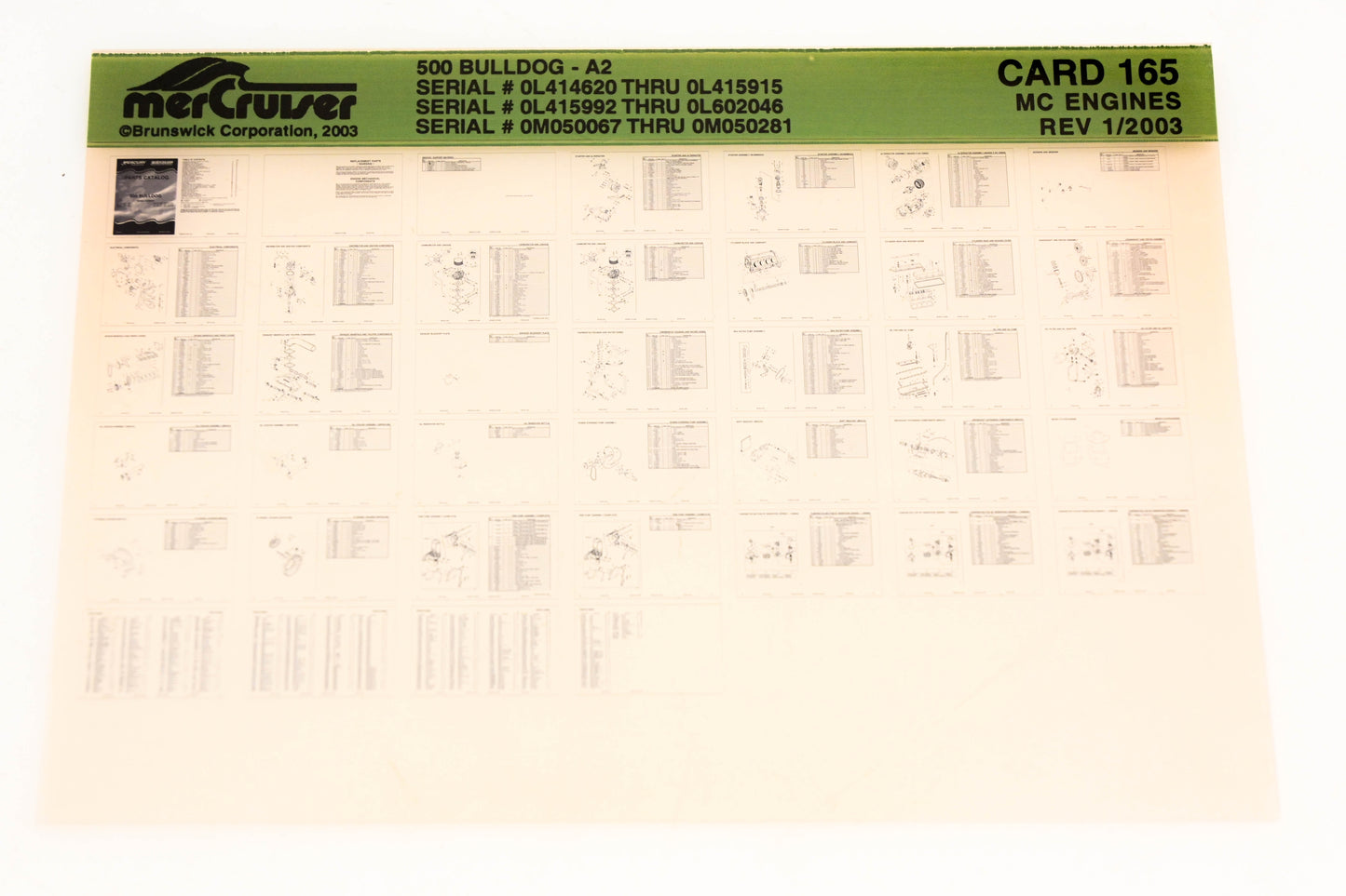 Mercruiser XM020-13 500 Bulldog-A2 0L414620 - 0L415915 Card 165 Microfiche