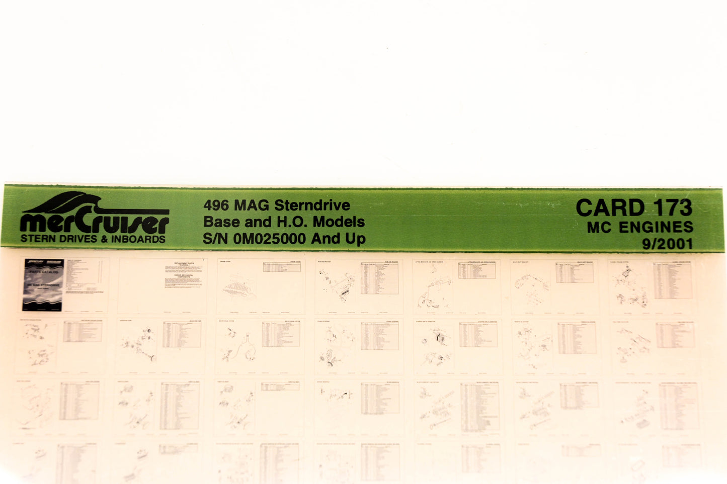 Mercruiser XM020-14 496 Magnum Stern Drive Base & H.O. 0M025000+ Card 173 Microfiche